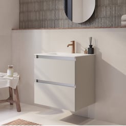 Saniselect Guarda badmeubel incl. witte keramische wastafel 61x46x61cm kiezel grijs – aluminium greeplijst