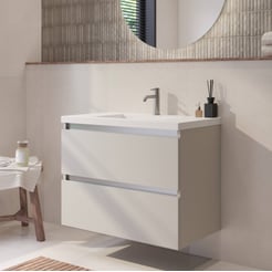 Saniselect Guarda badmeubel incl. witte wastafel 80x46x64cm kiezel grijs – aluminium greeplijst