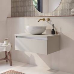 Saniselect Guarda badmeubel incl. afdekblad 80x51x32cm kiezel grijs – aluminium greeplijst
