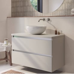 Saniselect Guarda badmeubel incl. witte keramische waskom 100x51x79cm kiezel grijs – aluminium greeplijst