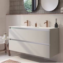 Saniselect Guarda badmeubel incl. witte keramische wastafel 121x51x61cm kiezel grijs – aluminium greeplijst
