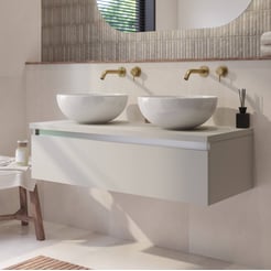 Saniselect Guarda badmeubel incl. afdekblad 120x51x32cm kiezel grijs – aluminium greeplijst