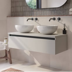 Saniselect Guarda badmeubel incl. afdekblad 120x51x32cm kiezel grijs – zwarte greeplijst