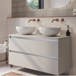 Saniselect Guarda badmeubel incl. afdekblad 120x51x62cm kiezel grijs – aluminium greeplijst