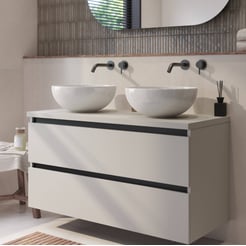Saniselect Guarda badmeubel incl. afdekblad 120x51x62cm kiezel grijs – zwarte greeplijst