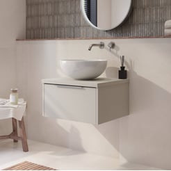 Saniselect Luca badmeubel incl. afdekblad 60x51x32cm kiezel grijs – rvs greep