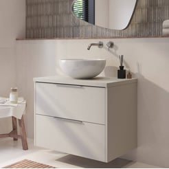 Saniselect Luca badmeubel incl. afdekblad 80x51x62cm kiezel grijs – rvs greep