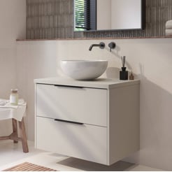 Saniselect Luca badmeubel incl. witte keramische waskom 80x51x79cm kiezel grijs – zwarte greep