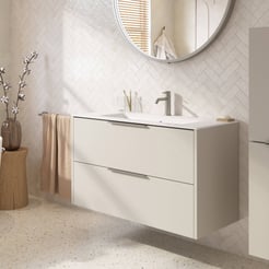 Saniselect Luca badmeubel incl. witte keramische wastafel 101x51x61cm kiezel grijs – rvs greep