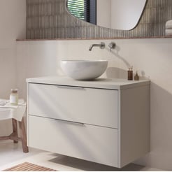 Saniselect Luca badmeubel incl. witte keramische waskom 100x51x79cm kiezel grijs – rvs greep