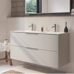 Saniselect Luca badmeubel incl. witte keramische wastafel 121x46x61cm kiezel grijs – rvs greep