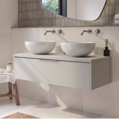 Saniselect Luca badmeubel incl. afdekblad 120x51x32cm kiezel grijs – rvs greep