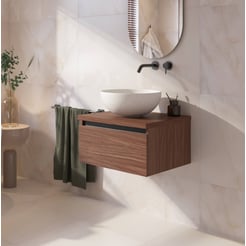 Saniselect Guarda badmeubel incl. afdekblad 60x51x32cm noten urban – zwarte greeplijst
