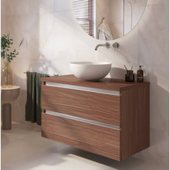 Saniselect Guarda badmeubel incl. afdekblad 100x51x62cm noten urban – aluminium greeplijst