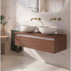Saniselect Guarda badmeubel incl. afdekblad 120x51x32cm noten urban – aluminium greeplijst
