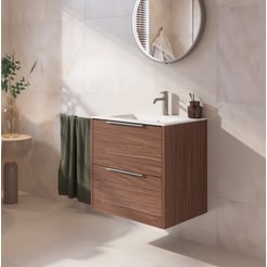 Saniselect Luca badmeubel incl. witte keramische wastafel 61x51x61cm noten urban – rvs greep