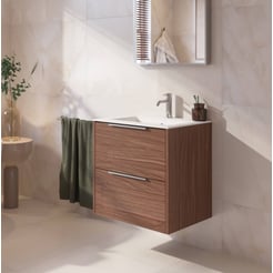 Saniselect Luca badmeubel incl. witte keramische wastafel 61x46x61cm noten urban – chromen greep