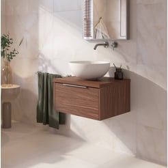 Saniselect Luca badmeubel incl. afdekblad 60x51x32cm noten urban – rvs greep