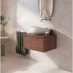 Saniselect Luca badmeubel incl. afdekblad 60x51x32cm noten urban – chromen greep