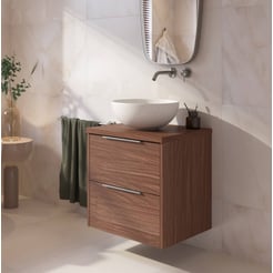 Saniselect Luca badmeubel incl. afdekblad 60x51x62cm noten urban – rvs greep