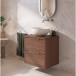Saniselect Luca badmeubel incl. afdekblad 60x51x62cm noten urban – chromen greep