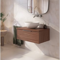 Saniselect Luca badmeubel incl. afdekblad 80x51x32cm noten urban – rvs greep