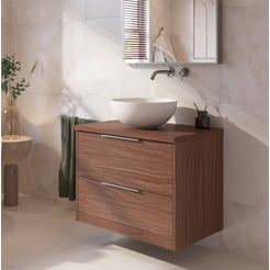 Saniselect Luca badmeubel incl. afdekblad 80x51x62cm noten urban – rvs greep