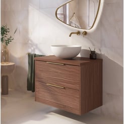 Saniselect Luca badmeubel incl. afdekblad 80x51x62cm noten urban – messing greep