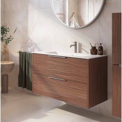 Saniselect Luca badmeubel incl. witte keramische wastafel 101x51x61cm noten urban – rvs greep