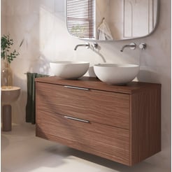 Saniselect Luca badmeubel incl. afdekblad 120x51x62cm noten urban – chromen greep