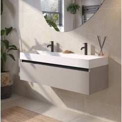 Saniselect Guarda badmeubelset incl. mineraal gegoten wastafel 120x46cm mat greige met zwarte greeplijst
