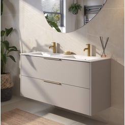 Saniselect Luca badmeubelset incl. keramieken wastafel 121x51cm mat greige met messing greep