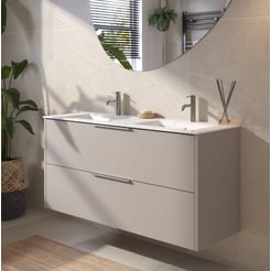 Saniselect Luca badmeubelset incl. keramieken wastafel 121x51cm mat greige met rvs greep