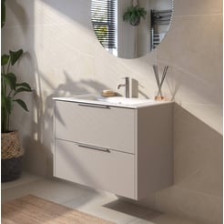Saniselect Luca badmeubelset incl. keramieken wastafel 81x51cm mat greige met rvs greep