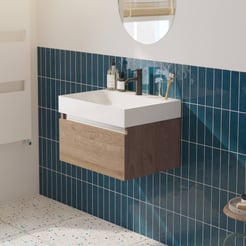 Saniselect Guarda badmeubelset incl. mineraal gegoten wastafel 60x46cm toffee met aluminium greeplijst