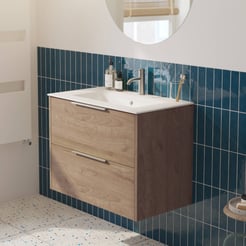 Saniselect Luca badmeubelset incl. keramieken wastafel 81x51cm toffee met rvs greep