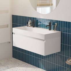 Saniselect Guarda badmeubelset incl. mineraal gegoten wastafel 100x46cm glans wit met aluminium greeplijst