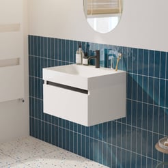 Saniselect Guarda badmeubelset incl. mineraal gegoten wastafel 60x46cm mat wit met zwarte greeplijst