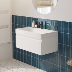 Saniselect Guarda badmeubelset incl. mineraal gegoten wastafel 80x46cm mat wit met witte greeplijst
