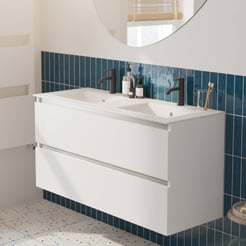 Saniselect Guarda badmeubelset incl. keramieken wastafel 121x46cm glans wit met aluminium greeplijst