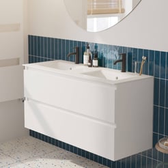 Saniselect Guarda badmeubelset incl. keramieken wastafel 121x51cm mat wit met witte greeplijst