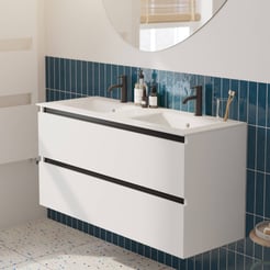 Saniselect Guarda badmeubelset incl. keramieken wastafel 121x51cm mat wit met zwarte greeplijst