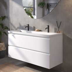 Saniselect Guarda badmeubelset incl. mineraal gegoten wastafel 120x51cm glans wit met witte greeplijst