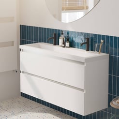 Saniselect Guarda badmeubelset incl. mineraal gegoten wastafel 80x40cm glans wit met aluminium greeplijst
