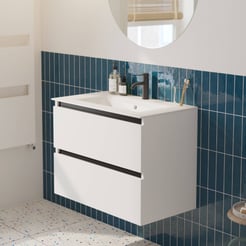 Saniselect Guarda badmeubelset incl. keramieken wastafel 81x51cm mat wit met zwarte greeplijst