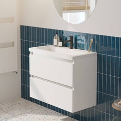 Saniselect Guarda badmeubelset incl. mineraal gegoten wastafel 80x40cm glans wit met aluminium greeplijst
