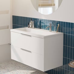 Saniselect Luca Badmeubelset incl. mineraal gegoten wastafel 100x51cm glans wit met chromen greep
