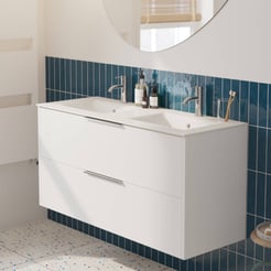 Saniselect Luca badmeubelset incl. keramieken wastafel 121x51cm glans wit met chromen greep