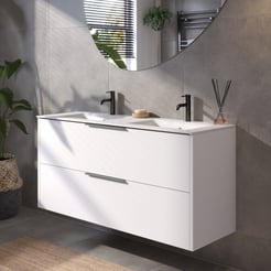 Saniselect Luca badmeubelset incl. keramieken wastafel 121x51cm glans wit met grafiet greep