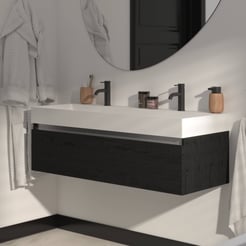 Saniselect Guarda badmeubelset incl. mineraal gegoten wastafel 120x46cm eiken zwart met aluminium greeplijst